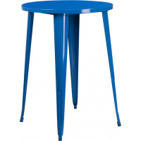Flash Furniture CH-51090-40-BL-GG 30'' Round Metal Indoor-Outdoor Bar Height Table in Blue